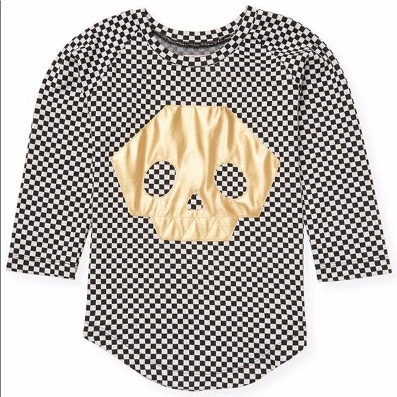 BANG BANG COPENHAGEN Checkmate Skull Mask Checked Sweater Top Unisex Kids - Picture 1 of 7